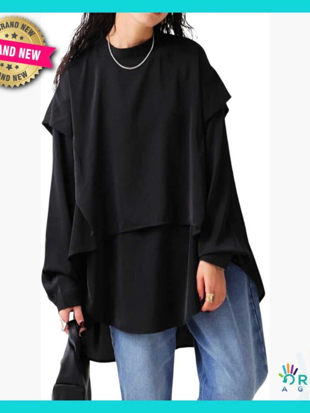 Oversized Layered Pullover Minimalist Loose Fit Asymmetrical Tunic Blouse